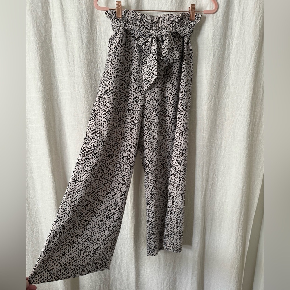 Wayf Leopard Paperbag Waist Culottes, XS